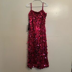 Bebe Hot Pink Sequin Spaghetti Strap Dress